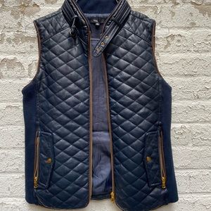 FATE faux leather quilted vest, Navy blue, size M